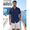 image:imageCOOFANDY Mens Button Down Short Sleeve Shirt Lightweight Casual Summer Beach Shirts with PocketNavy Blue