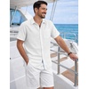 image:imageCOOFANDY Mens Button Down Short Sleeve Shirt Lightweight Casual Summer Beach Shirts with PocketWhite