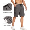 image:imageCOOFANDY Mens Cargo Shorts Casual Cotton Drawstring Short Elastic Waist Work Shorts with Multi PocketsDark Grey