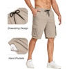 image:imageCOOFANDY Mens Cargo Shorts Casual Cotton Drawstring Short Elastic Waist Work Shorts with Multi PocketsLight Khaki