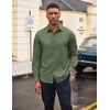 image:imageCOOFANDY Mens Casual Button Down Long Sleeve Untucked Denim Dress ShirtArmy Green