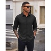 image:imageCOOFANDY Mens Casual Button Down Long Sleeve Untucked Denim Dress ShirtBlack