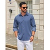 image:imageCOOFANDY Mens Casual Button Down Long Sleeve Untucked Denim Dress ShirtBlue