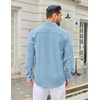 image:imageCOOFANDY Mens Casual Button Down Long Sleeve Untucked Denim Dress ShirtClear Blue