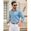 image:imageCOOFANDY Mens Casual Button Down Long Sleeve Untucked Denim Dress ShirtClear Blue