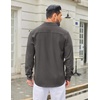 image:imageCOOFANDY Mens Casual Button Down Long Sleeve Untucked Denim Dress ShirtDark Grey