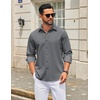 image:imageCOOFANDY Mens Casual Button Down Long Sleeve Untucked Denim Dress ShirtGrey