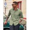 image:imageCOOFANDY Mens Casual Button Down Long Sleeve Untucked Denim Dress ShirtLight Green