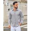 image:imageCOOFANDY Mens Casual Button Down Long Sleeve Untucked Denim Dress ShirtLight Grey