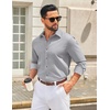 image:imageCOOFANDY Mens Casual Button Down Long Sleeve Untucked Denim Dress ShirtLight Grey