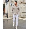 image:imageCOOFANDY Mens Casual Button Down Long Sleeve Untucked Denim Dress ShirtLight Khaki