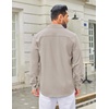 image:imageCOOFANDY Mens Casual Button Down Long Sleeve Untucked Denim Dress ShirtLight Khaki