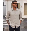 image:imageCOOFANDY Mens Casual Button Down Long Sleeve Untucked Denim Dress ShirtLight Khaki