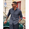 image:imageCOOFANDY Mens Casual Button Down Long Sleeve Untucked Denim Dress ShirtNavy Blue