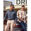 image:imageCOOFANDY Mens Casual Button Down Long Sleeve Untucked Denim Dress ShirtNavy Blue