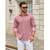 image:imageCOOFANDY Mens Casual Button Down Long Sleeve Untucked Denim Dress ShirtPurple Red