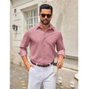 image:imageCOOFANDY Mens Casual Button Down Long Sleeve Untucked Denim Dress ShirtPurple Red