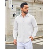 image:imageCOOFANDY Mens Casual Button Down Long Sleeve Untucked Denim Dress ShirtWhite