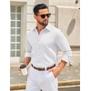 image:imageCOOFANDY Mens Casual Button Down Long Sleeve Untucked Denim Dress ShirtWhite