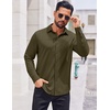 image:imageCOOFANDY Mens Casual Button Down Shirt Long Sleeve Wrinkle Free Shirts Stretch Dress ShirtArmy Green