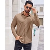 image:imageCOOFANDY Mens Casual Button Down Shirt Long Sleeve Wrinkle Free Shirts Stretch Dress ShirtKhaki