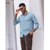 image:imageCOOFANDY Mens Casual Button Down Shirt Long Sleeve Wrinkle Free Shirts Stretch Dress ShirtLight Blue
