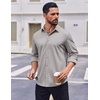 image:imageCOOFANDY Mens Casual Button Down Shirt Long Sleeve Wrinkle Free Shirts Stretch Dress ShirtLight Gray