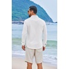image:imageCOOFANDY Mens Casual Button Down Shirts Long Sleeve Cotton Beach Wedding Shirt Summer Linen Shirt for MenAll White