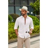 image:imageCOOFANDY Mens Casual Button Down Shirts Long Sleeve Cotton Beach Wedding Shirt Summer Linen Shirt for MenAll White