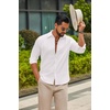 image:imageCOOFANDY Mens Casual Button Down Shirts Long Sleeve Cotton Beach Wedding Shirt Summer Linen Shirt for MenAll White
