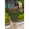 image:imageCOOFANDY Mens Casual Button Down Shirts Long Sleeve Cotton Beach Wedding Shirt Summer Linen Shirt for MenArmy Green