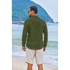 image:imageCOOFANDY Mens Casual Button Down Shirts Long Sleeve Cotton Beach Wedding Shirt Summer Linen Shirt for MenArmy Green