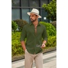 image:imageCOOFANDY Mens Casual Button Down Shirts Long Sleeve Cotton Beach Wedding Shirt Summer Linen Shirt for MenArmy Green