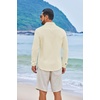 image:imageCOOFANDY Mens Casual Button Down Shirts Long Sleeve Cotton Beach Wedding Shirt Summer Linen Shirt for MenBeige