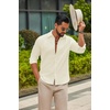 image:imageCOOFANDY Mens Casual Button Down Shirts Long Sleeve Cotton Beach Wedding Shirt Summer Linen Shirt for MenBeige