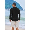 image:imageCOOFANDY Mens Casual Button Down Shirts Long Sleeve Cotton Beach Wedding Shirt Summer Linen Shirt for MenBlack