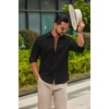 image:imageCOOFANDY Mens Casual Button Down Shirts Long Sleeve Cotton Beach Wedding Shirt Summer Linen Shirt for MenBlack