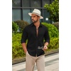image:imageCOOFANDY Mens Casual Button Down Shirts Long Sleeve Cotton Beach Wedding Shirt Summer Linen Shirt for MenBlack