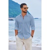 image:imageCOOFANDY Mens Casual Button Down Shirts Long Sleeve Cotton Beach Wedding Shirt Summer Linen Shirt for MenLight Blue