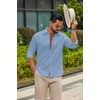 image:imageCOOFANDY Mens Casual Button Down Shirts Long Sleeve Cotton Beach Wedding Shirt Summer Linen Shirt for MenLight Blue