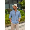 image:imageCOOFANDY Mens Casual Button Down Shirts Long Sleeve Cotton Beach Wedding Shirt Summer Linen Shirt for MenLight Blue