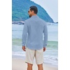 image:imageCOOFANDY Mens Casual Button Down Shirts Long Sleeve Cotton Beach Wedding Shirt Summer Linen Shirt for MenLight Blue