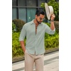 image:imageCOOFANDY Mens Casual Button Down Shirts Long Sleeve Cotton Beach Wedding Shirt Summer Linen Shirt for MenLight Green