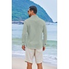 image:imageCOOFANDY Mens Casual Button Down Shirts Long Sleeve Cotton Beach Wedding Shirt Summer Linen Shirt for MenLight Green
