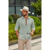 image:imageCOOFANDY Mens Casual Button Down Shirts Long Sleeve Cotton Beach Wedding Shirt Summer Linen Shirt for MenLight Green