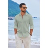image:imageCOOFANDY Mens Casual Button Down Shirts Long Sleeve Cotton Beach Wedding Shirt Summer Linen Shirt for MenLight Green