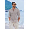 image:imageCOOFANDY Mens Casual Button Down Shirts Long Sleeve Cotton Beach Wedding Shirt Summer Linen Shirt for MenLight Grey