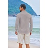 image:imageCOOFANDY Mens Casual Button Down Shirts Long Sleeve Cotton Beach Wedding Shirt Summer Linen Shirt for MenLight Grey