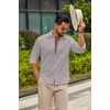 image:imageCOOFANDY Mens Casual Button Down Shirts Long Sleeve Cotton Beach Wedding Shirt Summer Linen Shirt for MenLight Grey