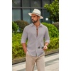 image:imageCOOFANDY Mens Casual Button Down Shirts Long Sleeve Cotton Beach Wedding Shirt Summer Linen Shirt for MenLight Grey